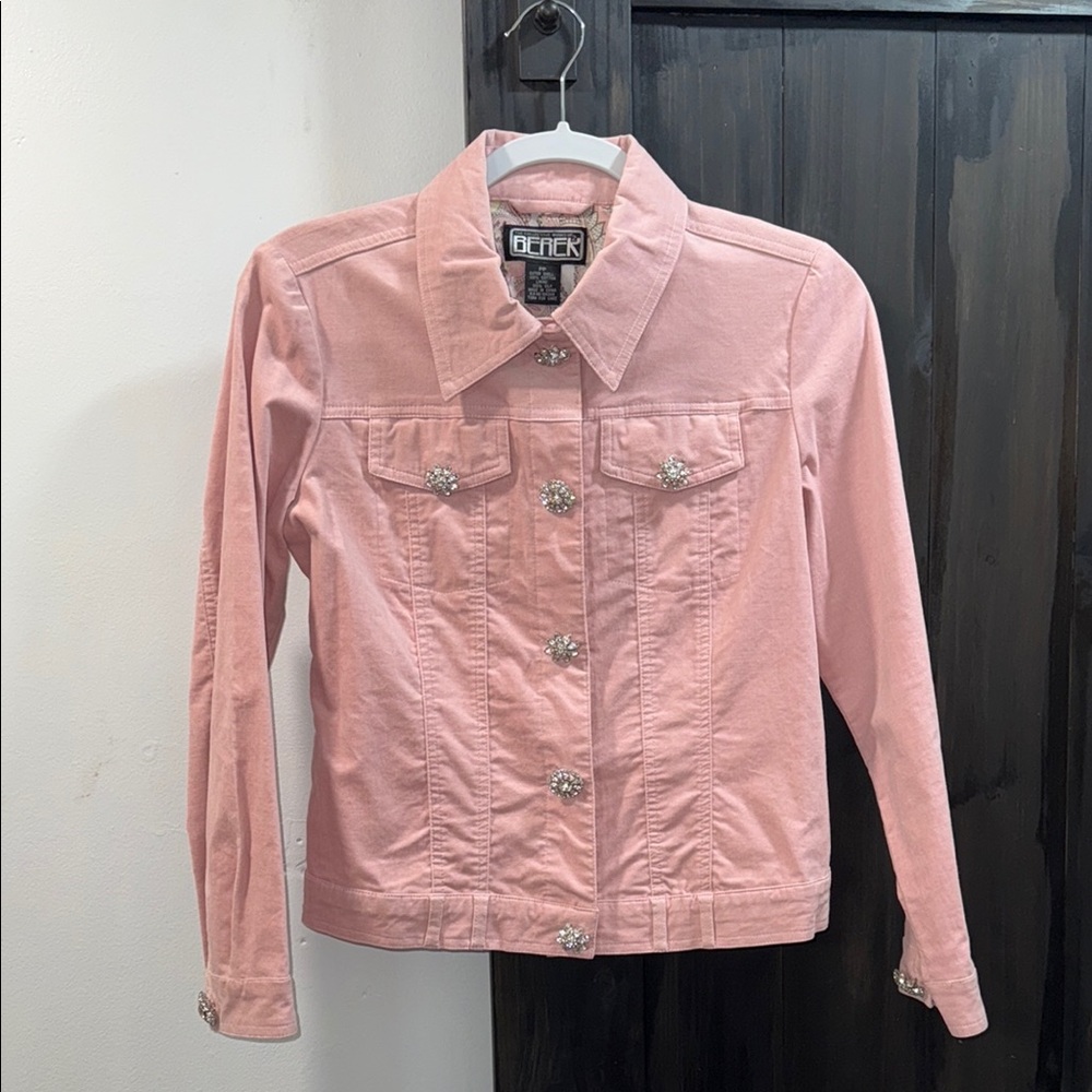 Berek Light Pink Jean Jacket with Embellished Buttons - Picture 1 of 9